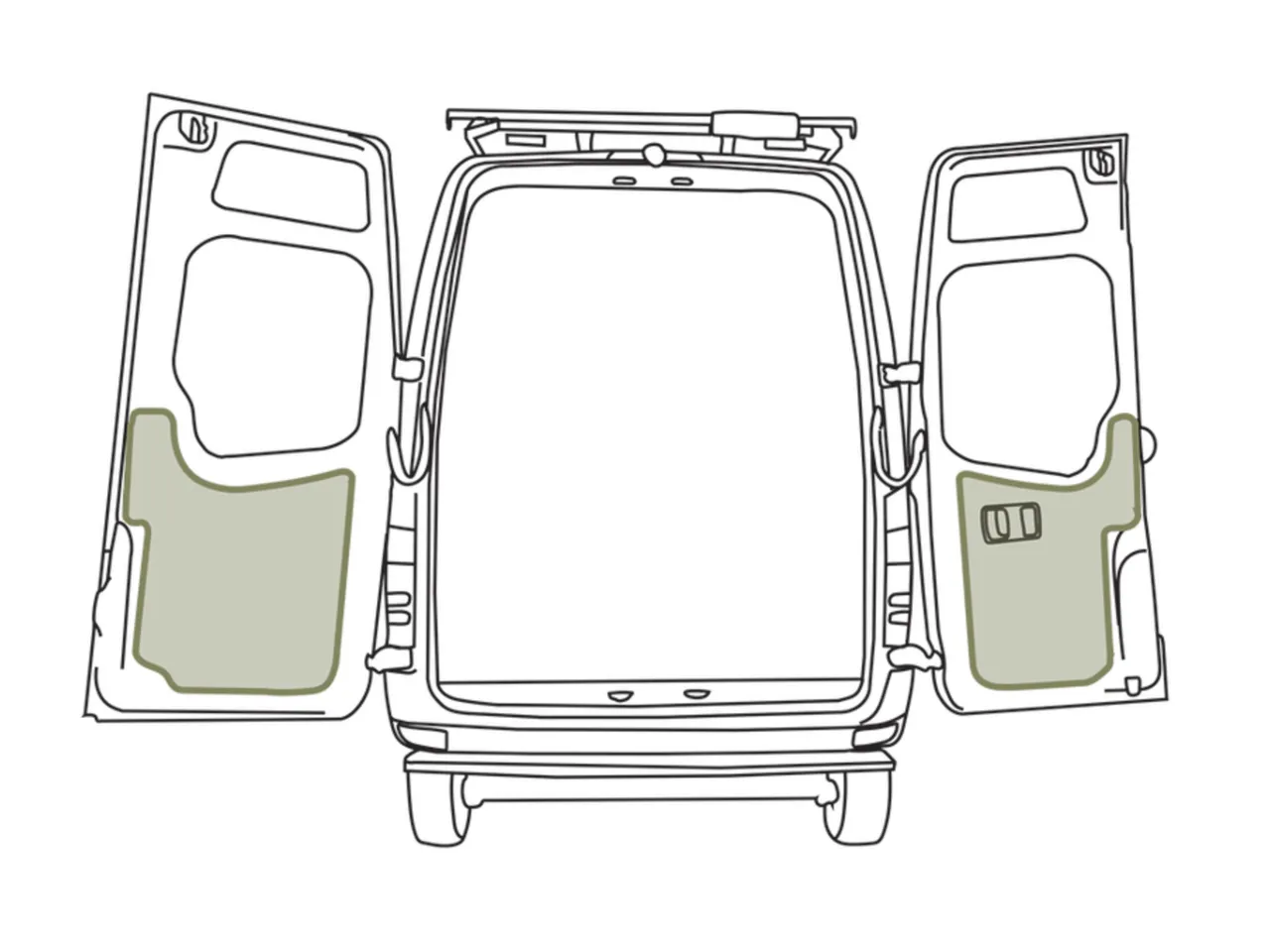 [STOREMERCLOWERNCV3] VanEssential - Lower Rear Door Storage Panels (Pair) | 07-18 NCV3 Sprinter