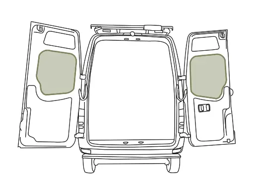 [STOREMERCMIDDLENCV3] VanEssential - Middle Rear Door Storage Panels (Pair) | 07-18 NCV3 Sprinter
